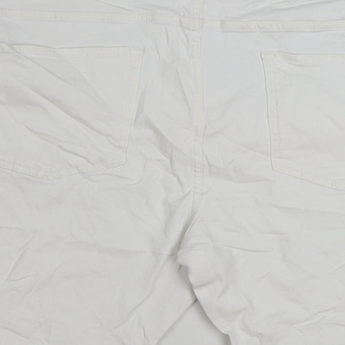 Marks and Spencer Womens White Cotton Bermuda Shorts Size 22 L9 in Regular Zip