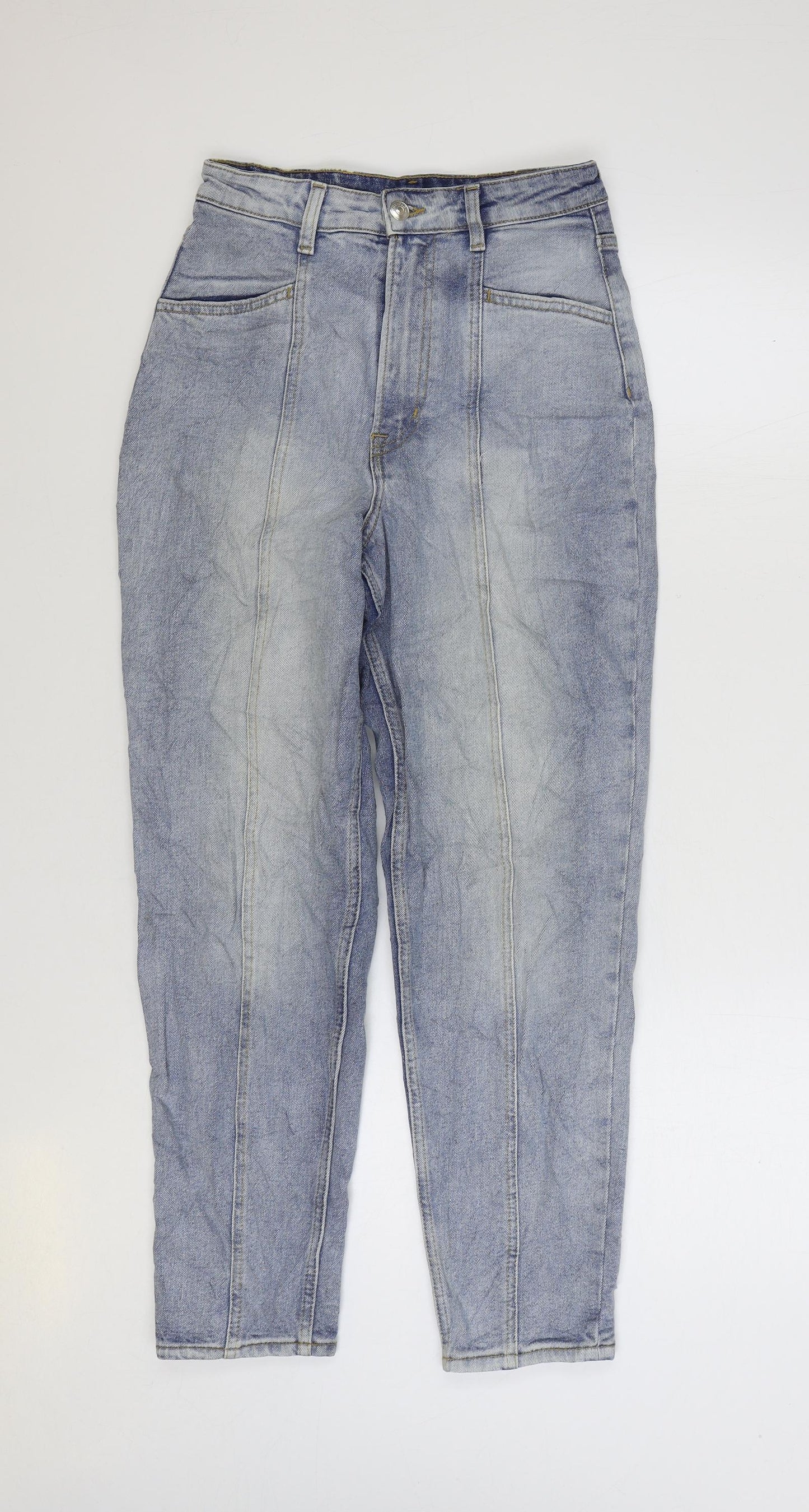 Divided by H&M Womens Blue Cotton Mom Jeans Size 8 L27 in Regular Zip