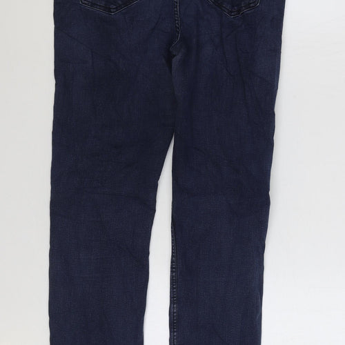Marks and Spencer Womens Blue Cotton Straight Jeans Size 14 L29 in Regular Zip