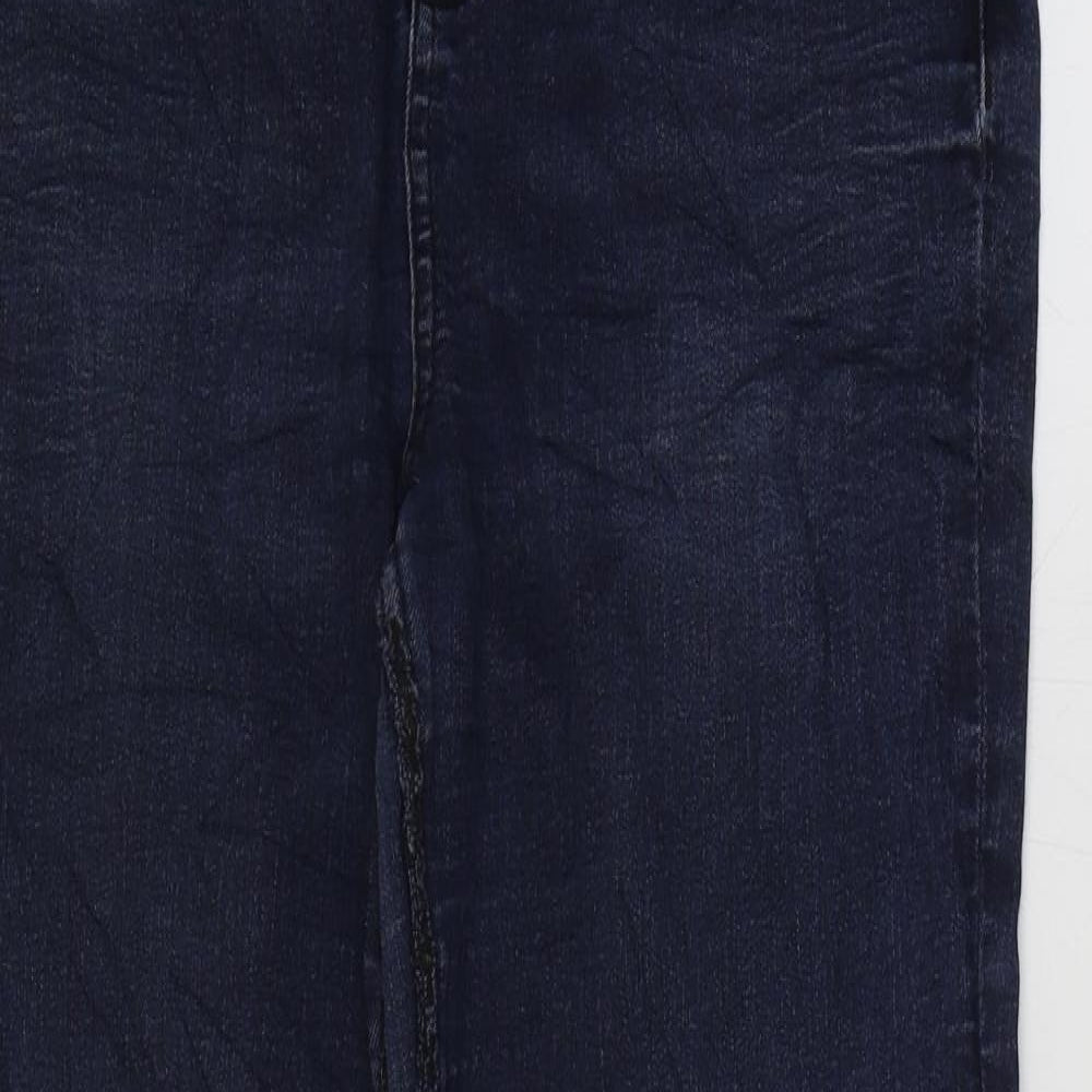 Marks and Spencer Womens Blue Cotton Straight Jeans Size 14 L29 in Regular Zip