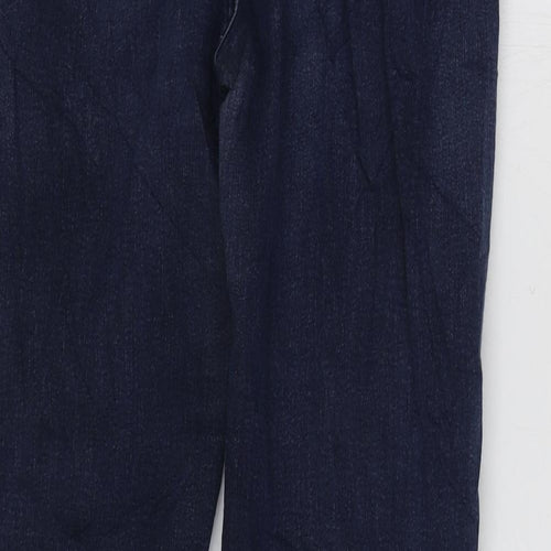 Marks and Spencer Womens Blue Cotton Straight Jeans Size 14 L29 in Regular Zip