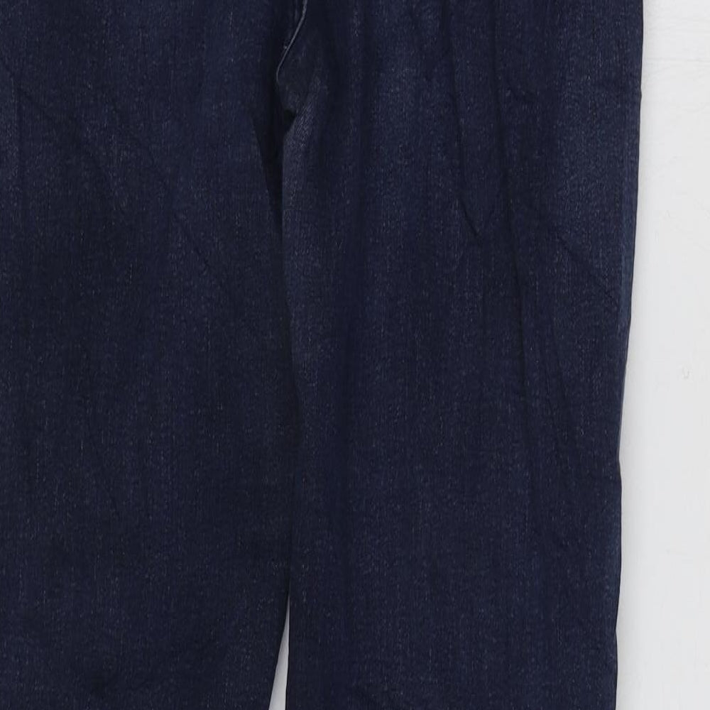 Marks and Spencer Womens Blue Cotton Straight Jeans Size 14 L29 in Regular Zip