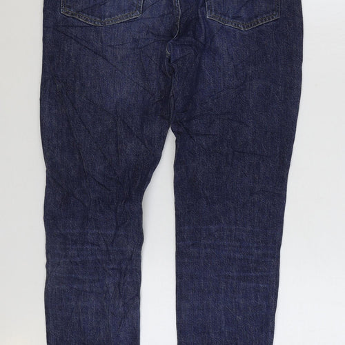 Marks and Spencer Womens Blue Cotton Skinny Jeans Size 32 in L34 in Regular Zip