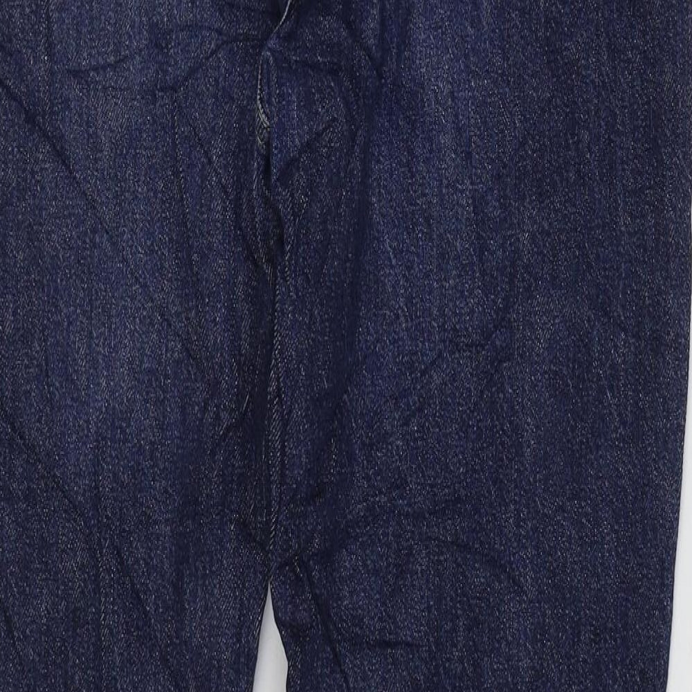 Marks and Spencer Womens Blue Cotton Skinny Jeans Size 32 in L34 in Regular Zip