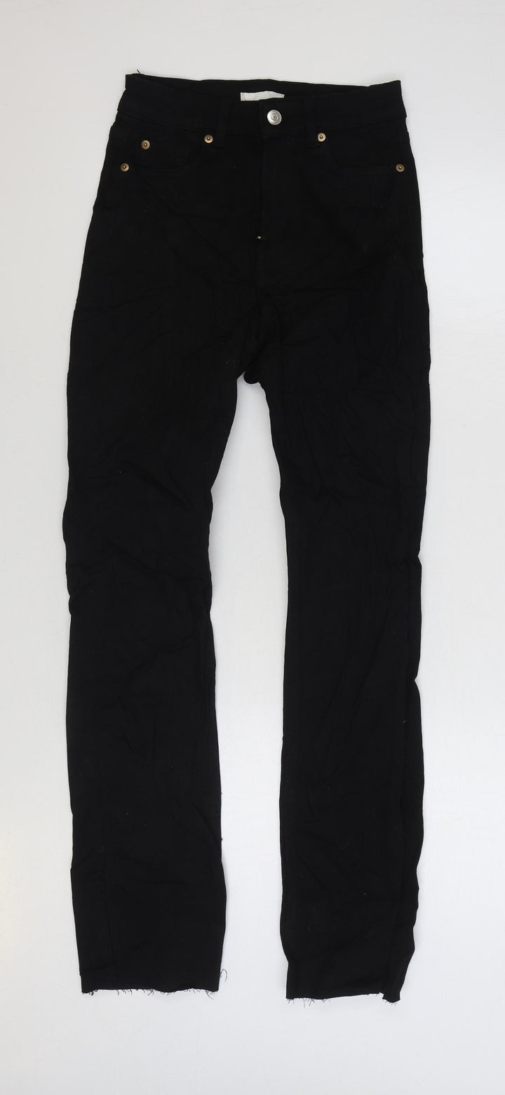 H&M Womens Black Cotton Straight Jeans Size 8 L30 in Regular Zip