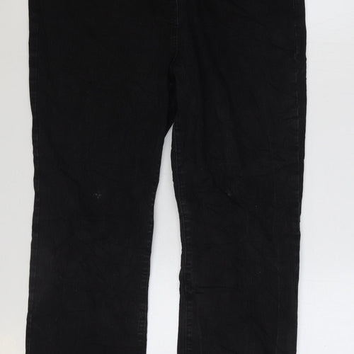 TU Womens Black Cotton Straight Jeans Size 22 L30 in Regular Zip