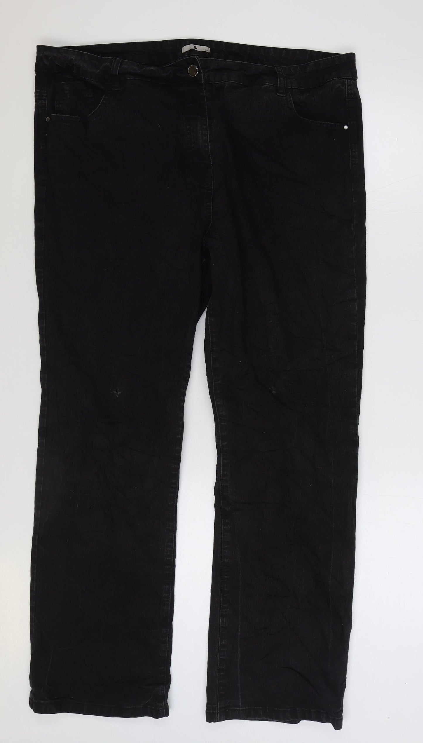 TU Womens Black Cotton Straight Jeans Size 22 L30 in Regular Zip
