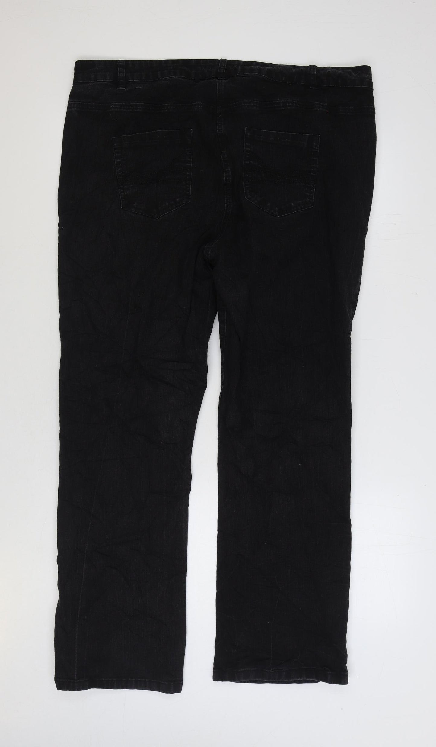 TU Womens Black Cotton Straight Jeans Size 22 L30 in Regular Zip