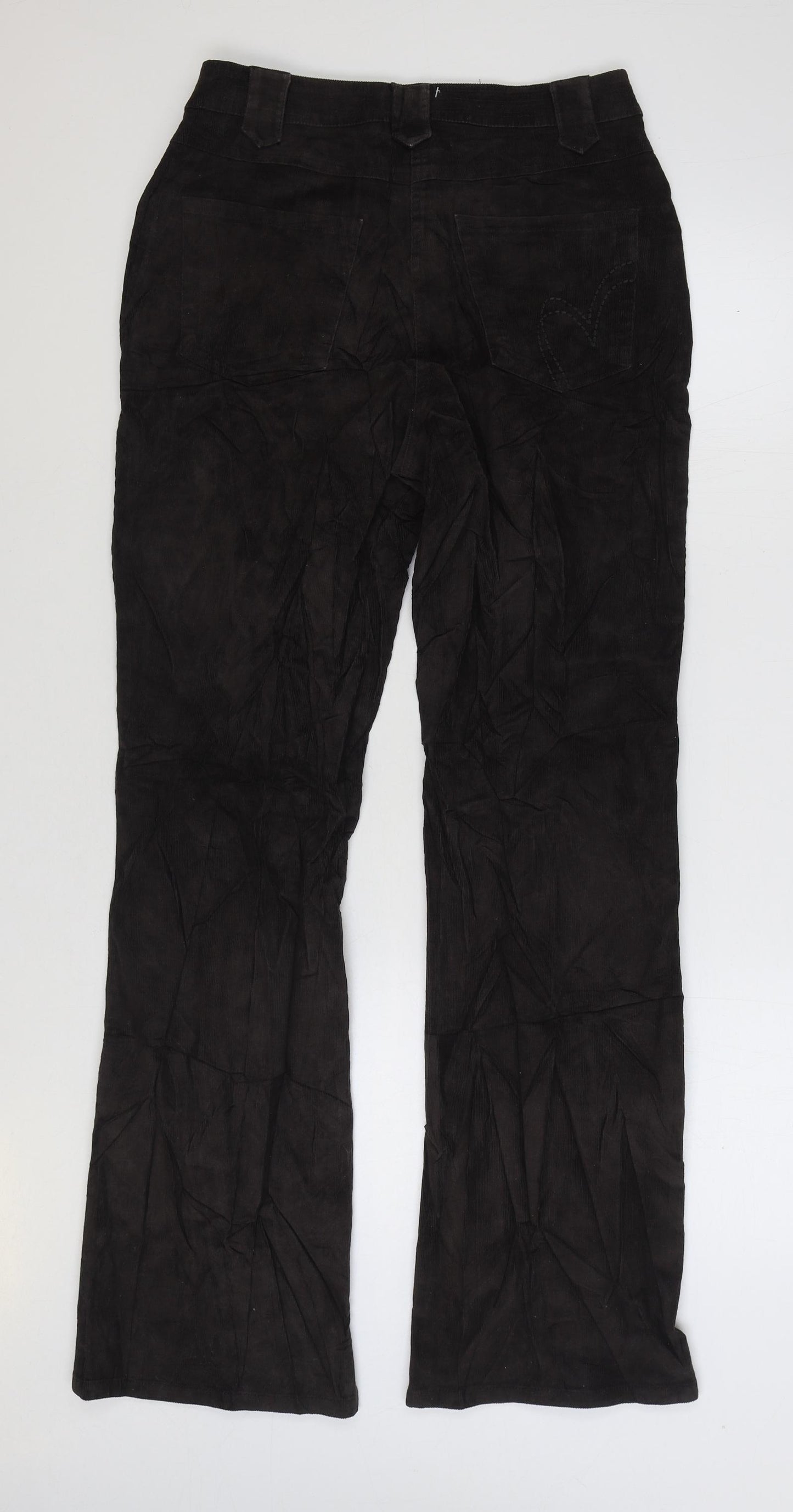 Per Una Womens Brown Cotton Trousers Size 10 L32 in Regular Zip