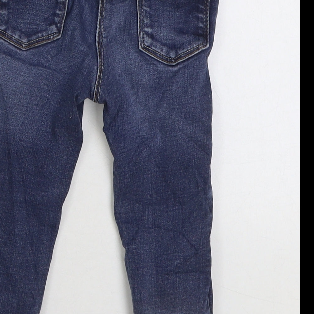 NEXT Baby Blue Cotton Jogger Jeans Size 9-12 Months Zip