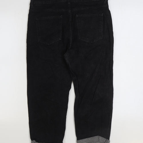 Marks and Spencer Womens Black Cotton Straight Jeans Size 14 L20 in Regular Zip