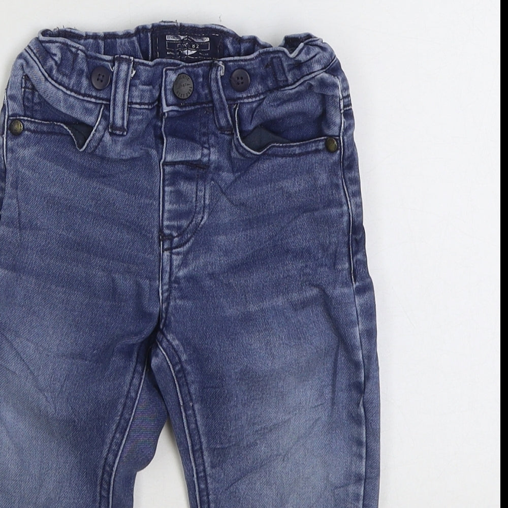NEXT Baby Blue Cotton Jogger Jeans Size 12-18 Months Pullover