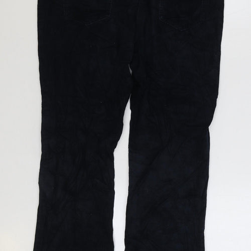 Marks and Spencer Womens Blue Cotton Trousers Size 16 L28 in Regular Zip