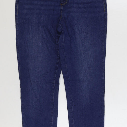Dorothy Perkins Womens Blue Cotton Straight Jeans Size 8 L26 in Regular Zip
