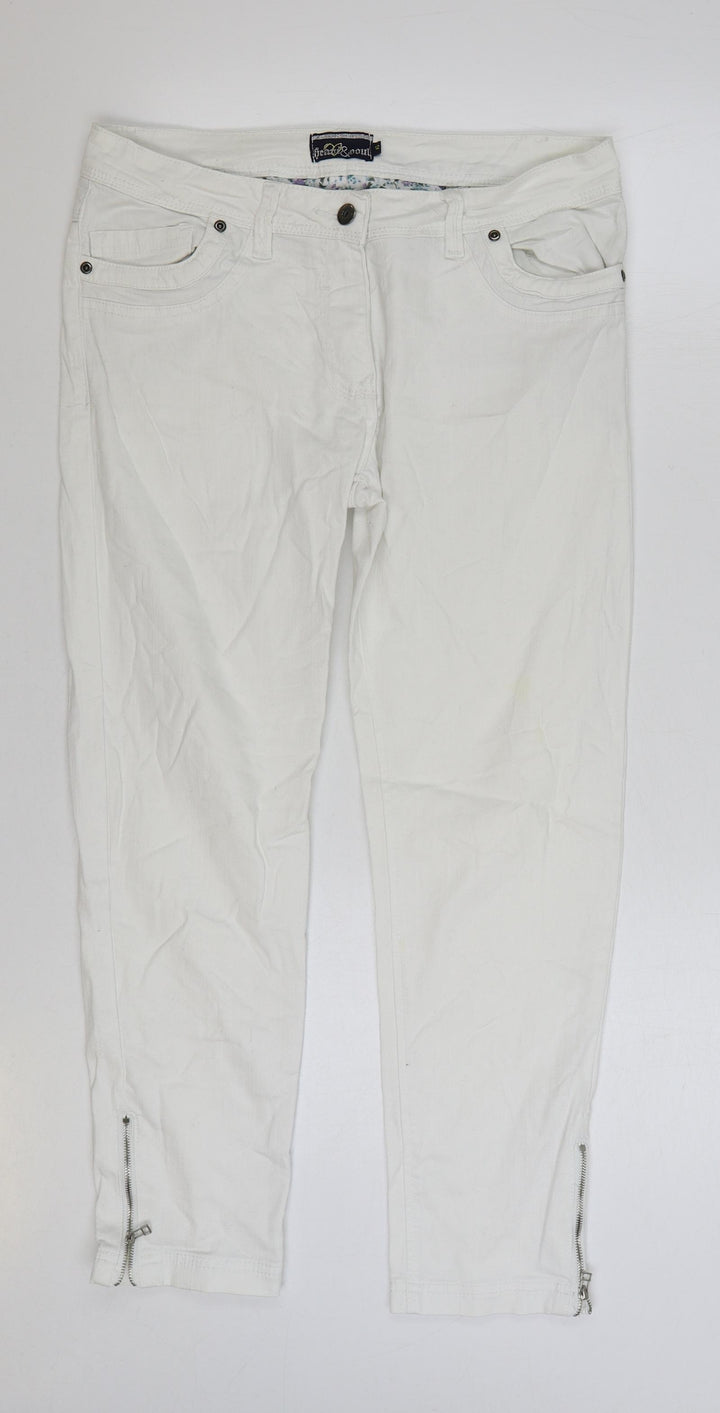Heart & Soul Womens White Cotton Straight Jeans Size 12 L26 in Regular Zip