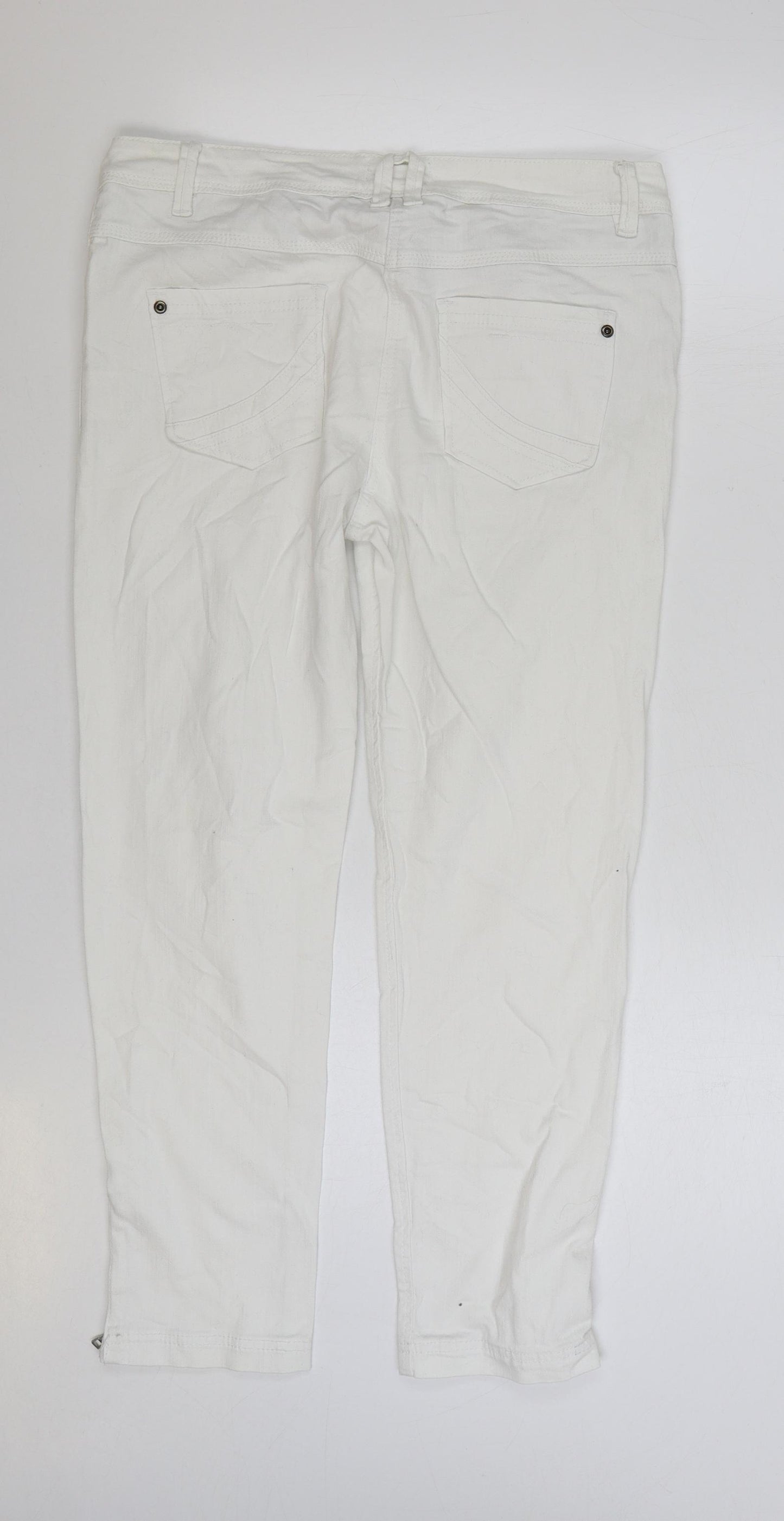 Heart & Soul Womens White Cotton Straight Jeans Size 12 L26 in Regular Zip