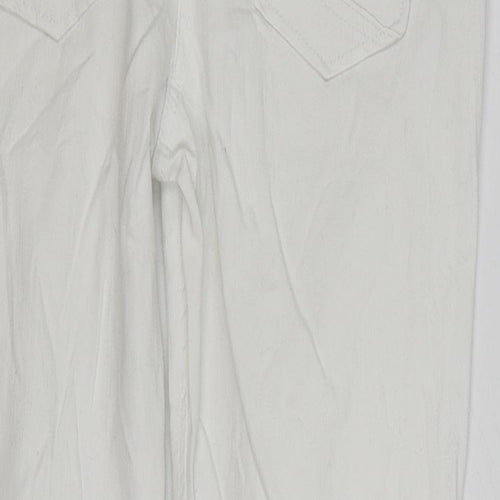 Heart & Soul Womens White Cotton Straight Jeans Size 12 L26 in Regular Zip