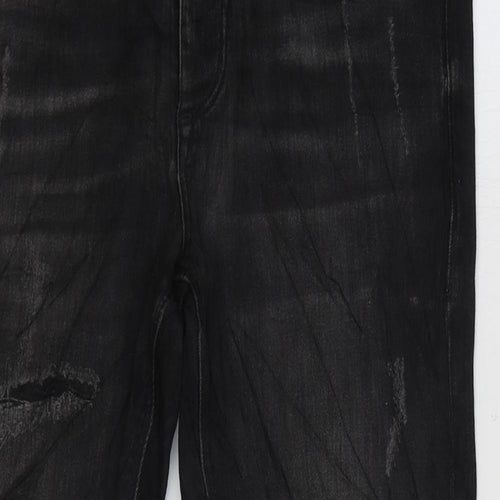 River Island Mens Black Cotton Straight Jeans Size 30 in L30 in Regular Zip