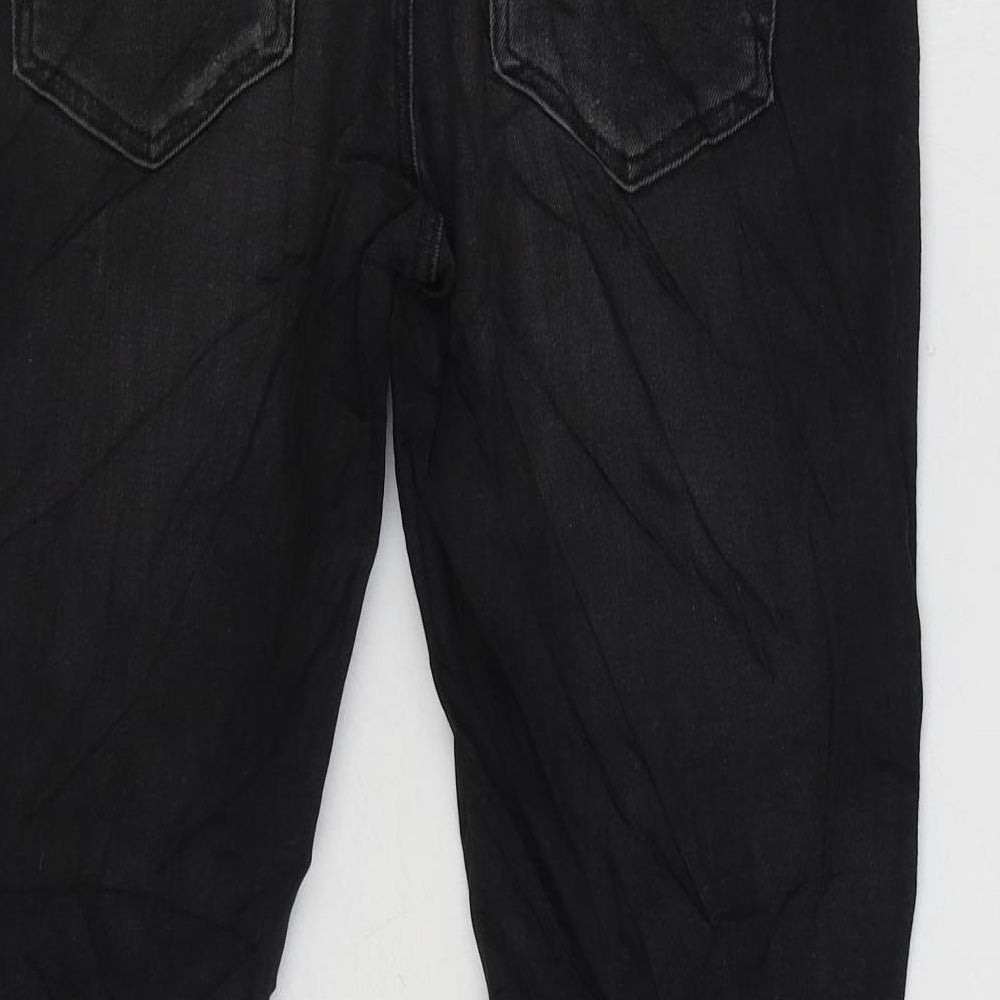 River Island Mens Black Cotton Straight Jeans Size 30 in L30 in Regular Zip