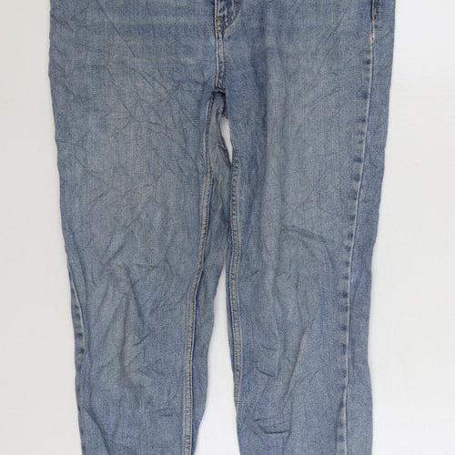 Topshop Womens Blue Cotton Mom Jeans Size 32 in L32 in Regular Zip