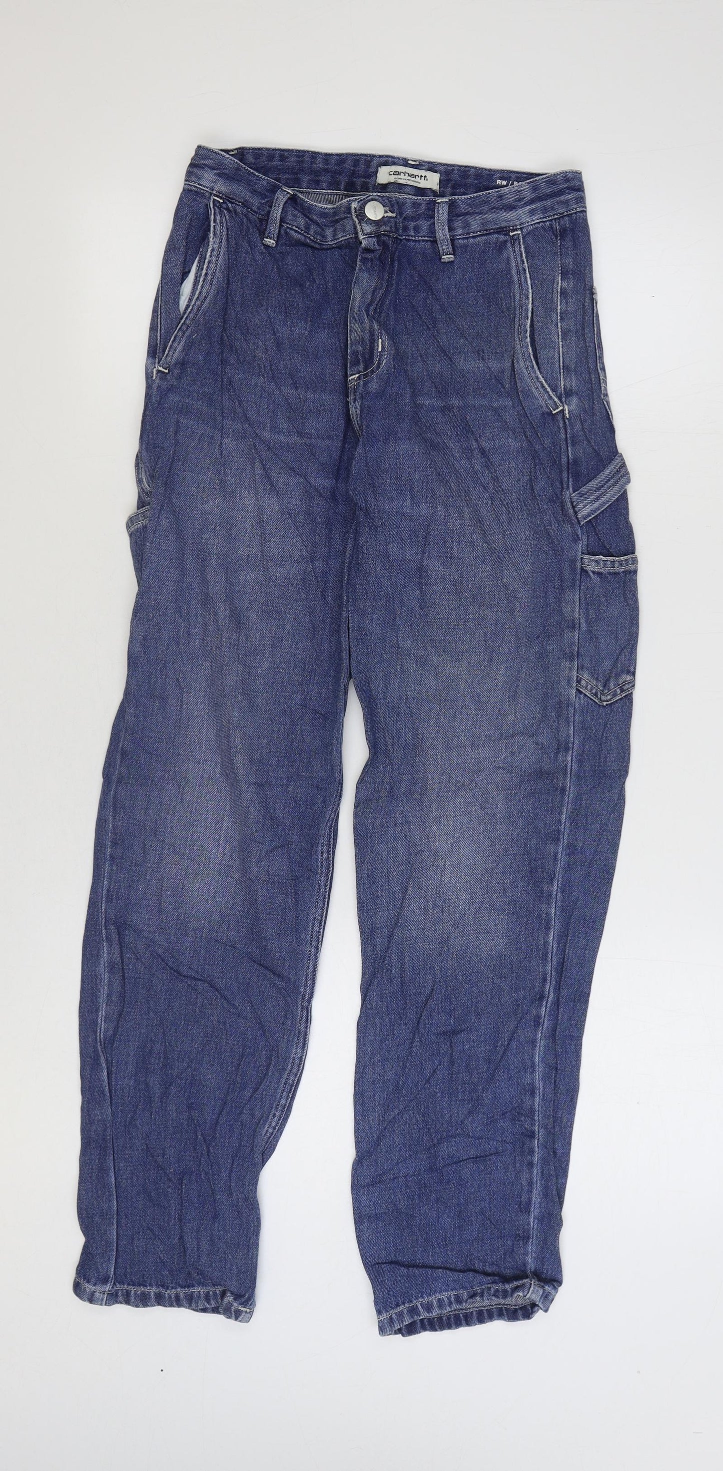 Carhartt Womens Blue Cotton Boyfriend Jeans Size 28 in L29 in Regular Zip