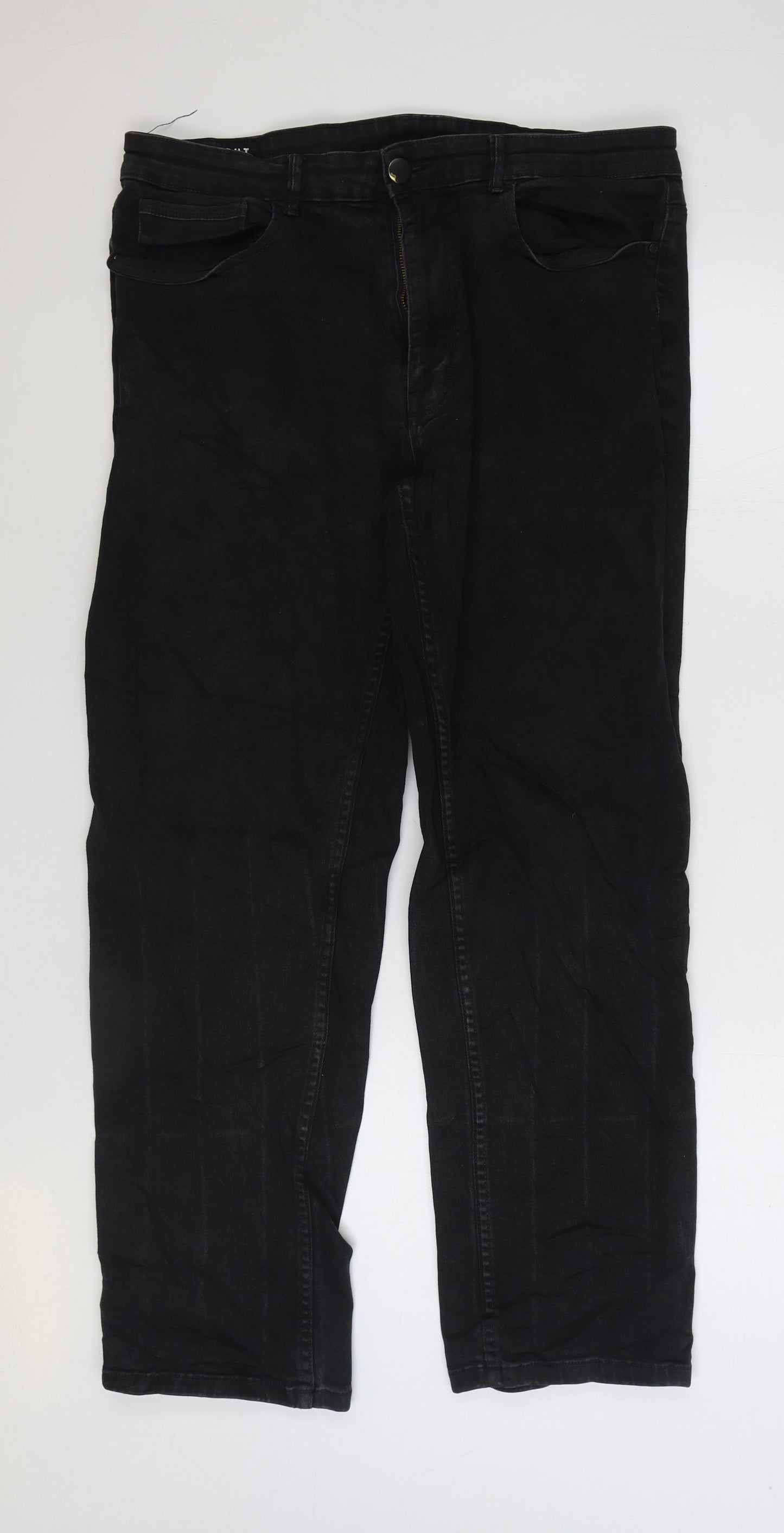 George Mens Black Cotton Straight Jeans Size 38 in L29 in Regular Zip