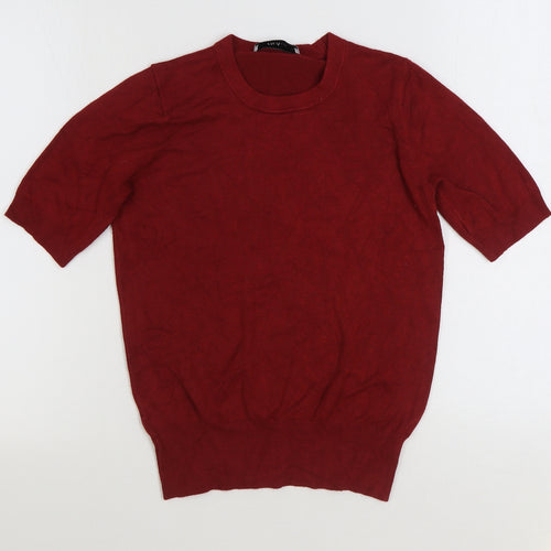 Zara Womens Red Round Neck Acrylic Pullover Jumper Size S