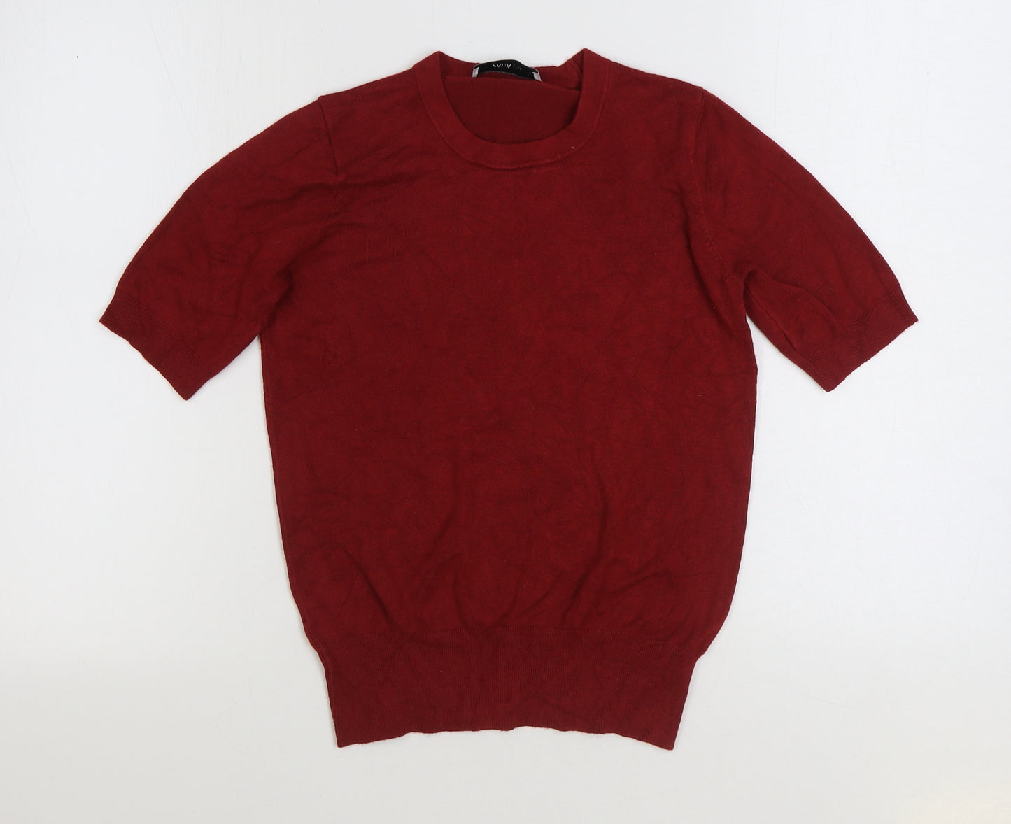 Zara Womens Red Round Neck Acrylic Pullover Jumper Size S