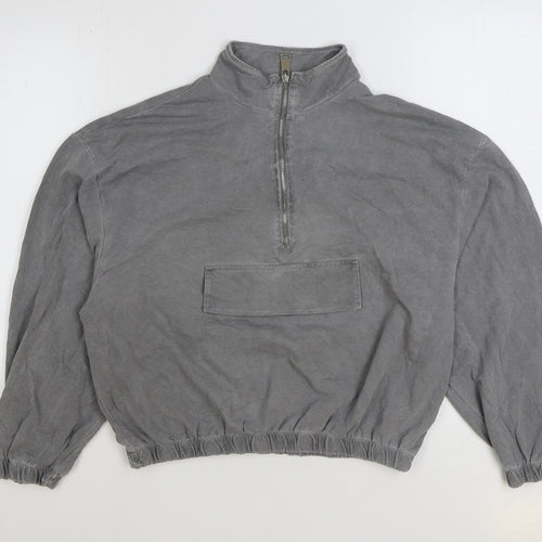Made in Italy Womens Grey Cotton Pullover Sweatshirt Size M Zip - Cropped