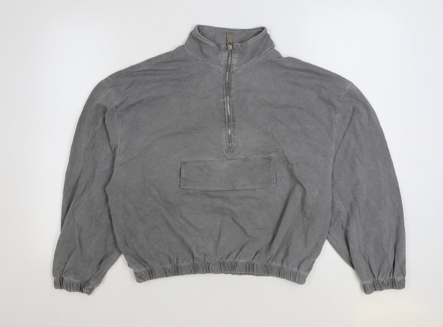 Made in Italy Womens Grey Cotton Pullover Sweatshirt Size M Zip - Cropped