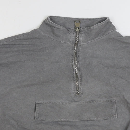 Made in Italy Womens Grey Cotton Pullover Sweatshirt Size M Zip - Cropped