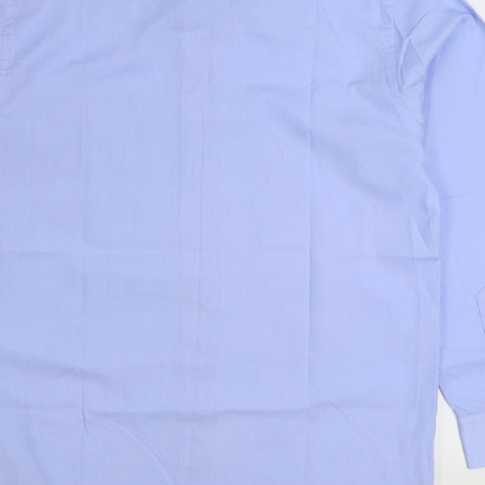 vintage shirting Mens Blue Cotton Dress Shirt Size 15 Collared Button