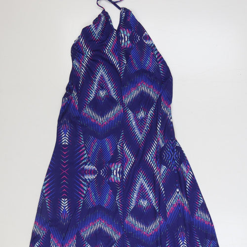 Kaleidoscope Womens Multicoloured Geometric Polyester A-Line Size 14 Halter Pullover