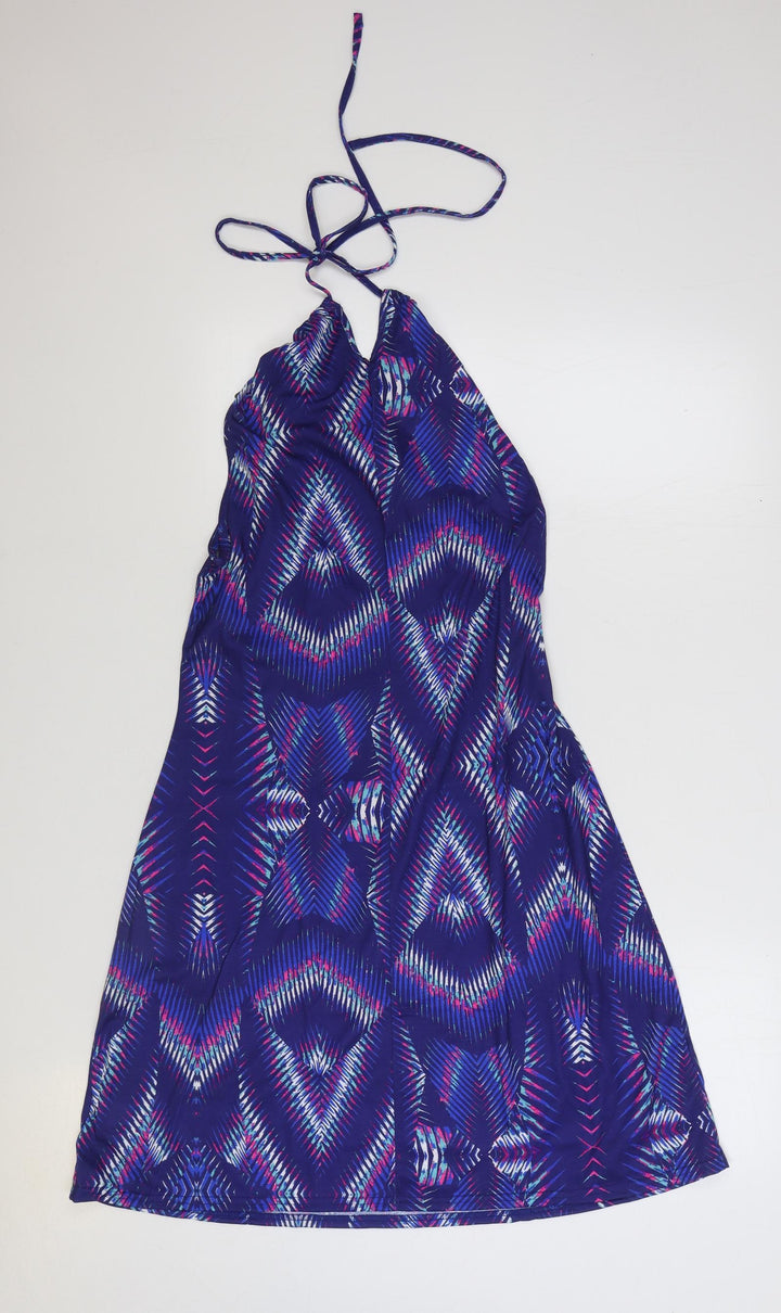 Kaleidoscope Womens Multicoloured Geometric Polyester A-Line Size 14 Halter Pullover
