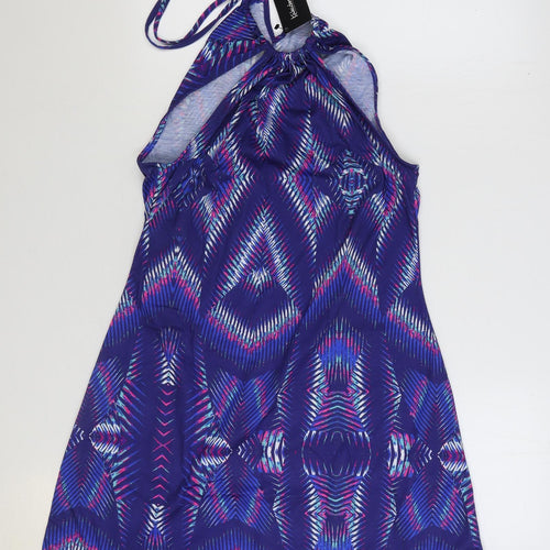 Kaleidoscope Womens Multicoloured Geometric Polyester A-Line Size 14 Halter Pullover