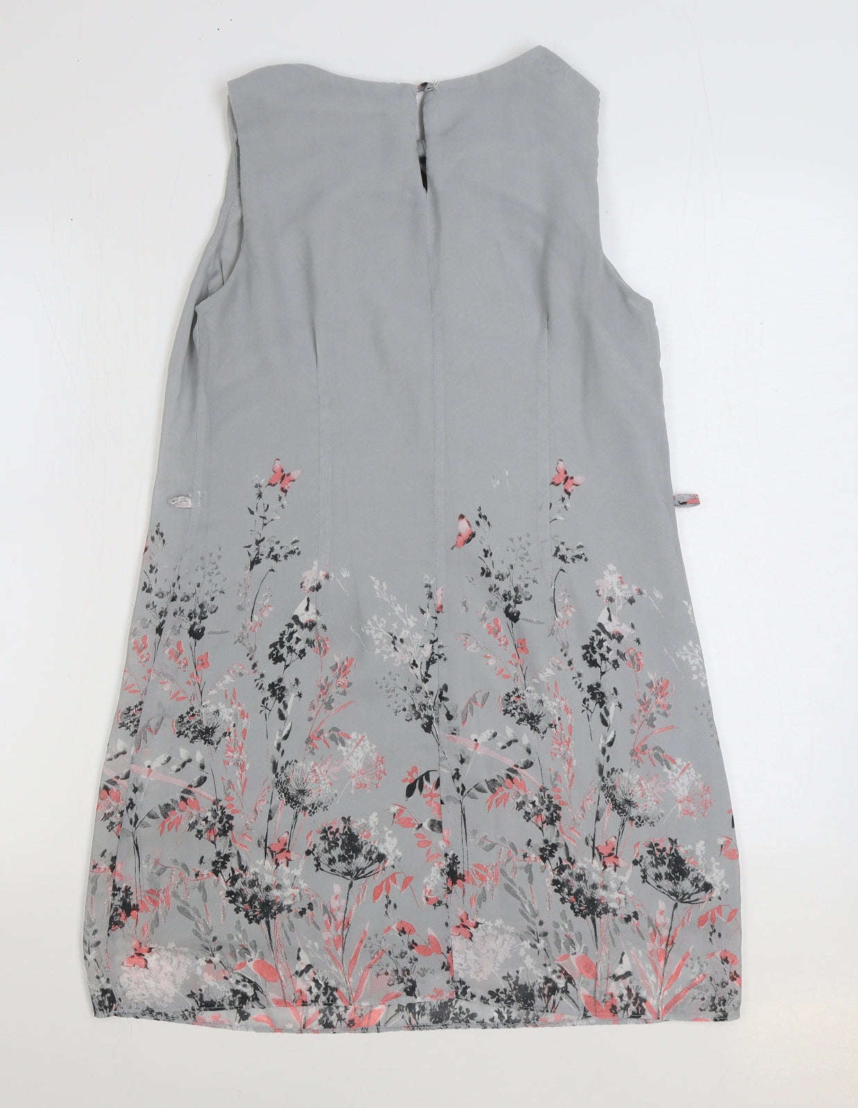 Atmosphere Womens Grey Floral Polyester Trapeze & Swing Size 10 Round Neck Zip