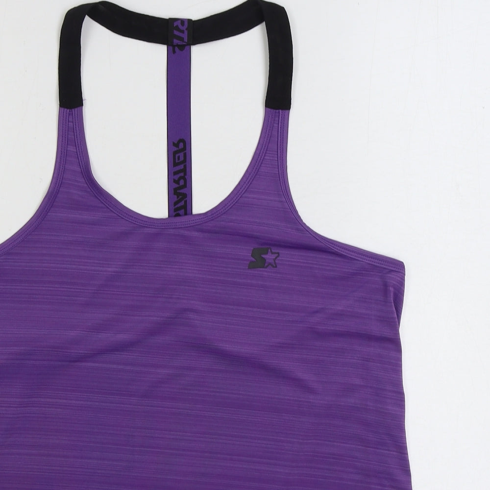 Never Stop Womens Purple Polyester Basic Tank Size L Scoop Neck Pullover