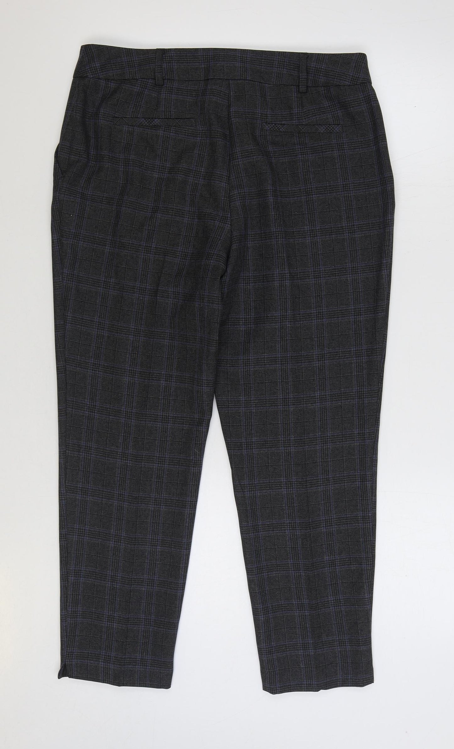 Dorothy Perkins Womens Grey Plaid Cotton Trousers Size 12 L26 in Regular Zip
