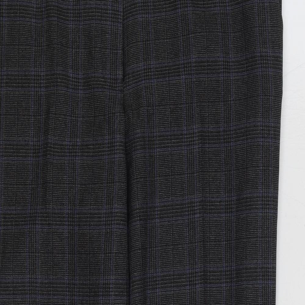Dorothy Perkins Womens Grey Plaid Cotton Trousers Size 12 L26 in Regular Zip