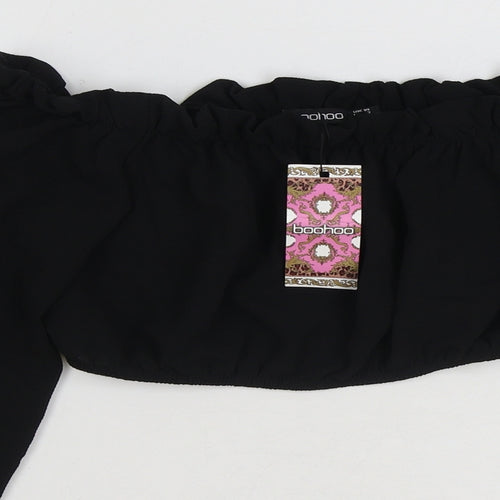 Boohoo Womens Black Polyester Basic Blouse Size 14 Off the Shoulder - Cropped