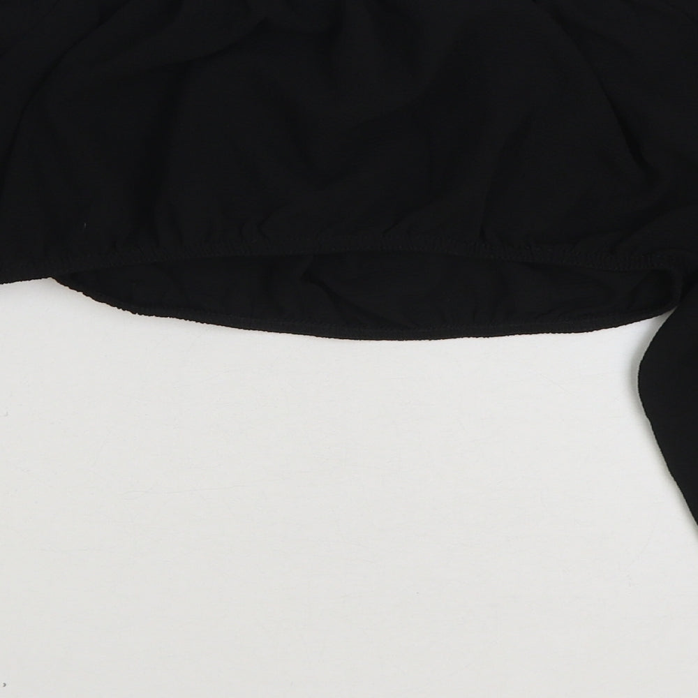 Boohoo Womens Black Polyester Basic Blouse Size 14 Off the Shoulder - Cropped