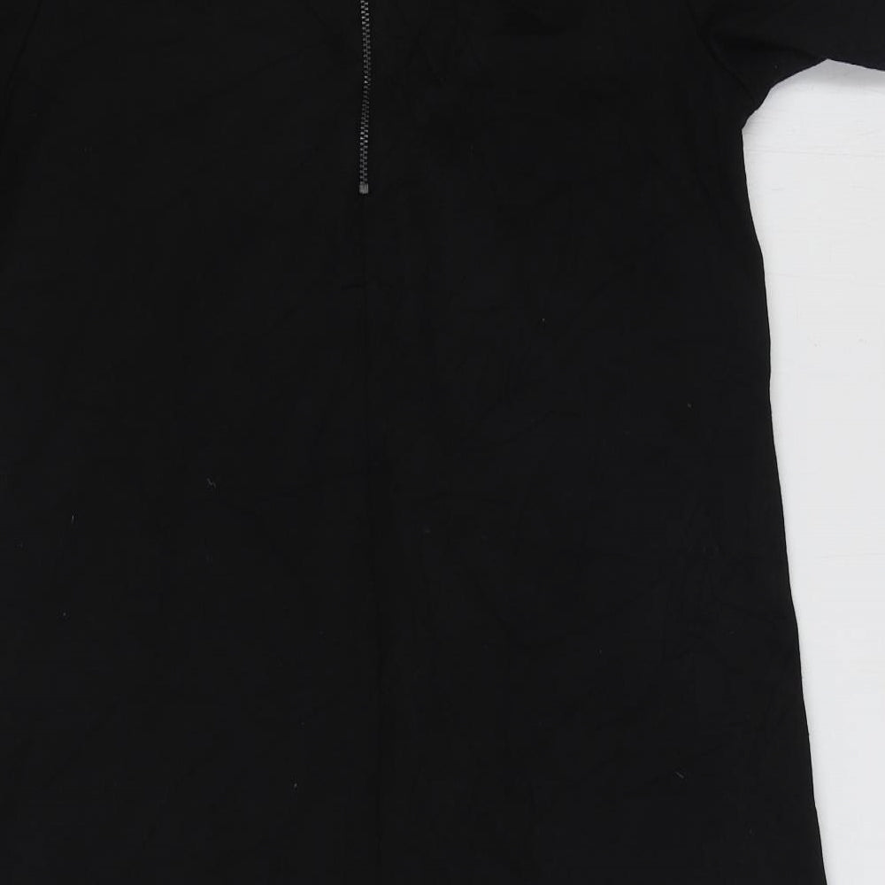 Wallis Womens Black Polyester Shift Size 12 Boat Neck Zip