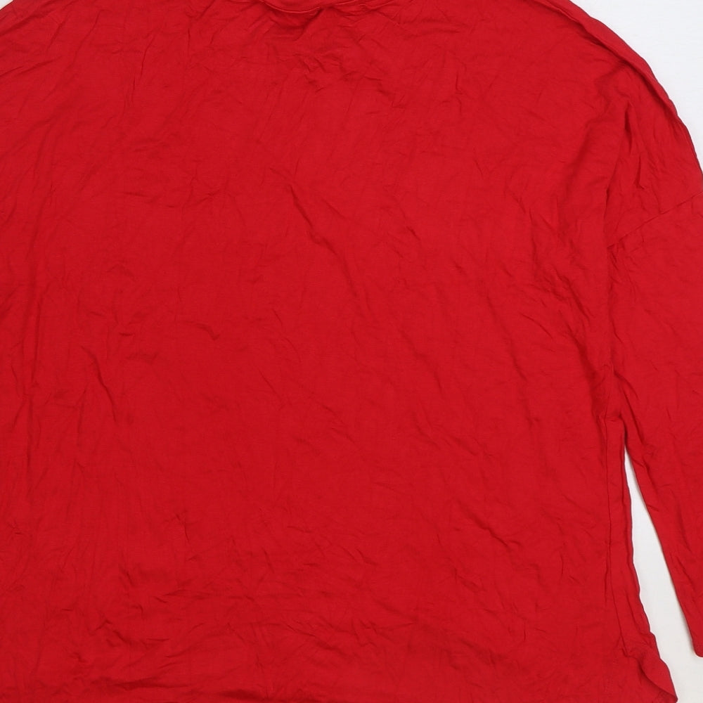 Nutmeg Womens Red Viscose Basic T-Shirt Size 16 Round Neck