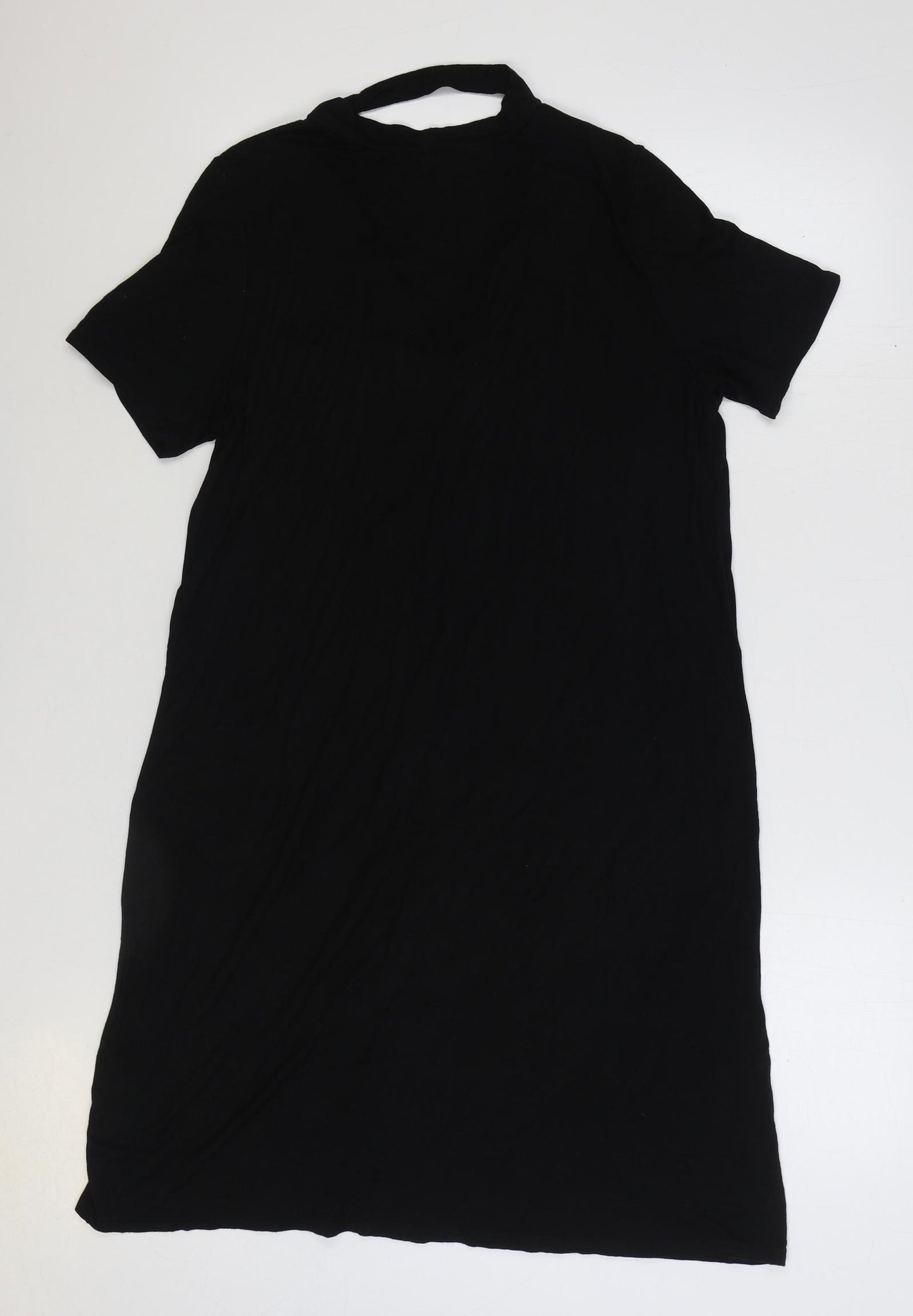 Lipsy Womens Black Viscose T-Shirt Dress Size 16 Round Neck Pullover