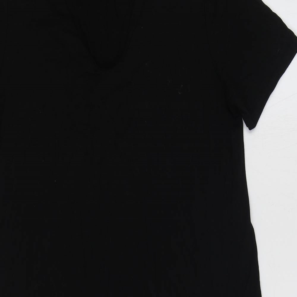 Lipsy Womens Black Viscose T-Shirt Dress Size 16 Round Neck Pullover