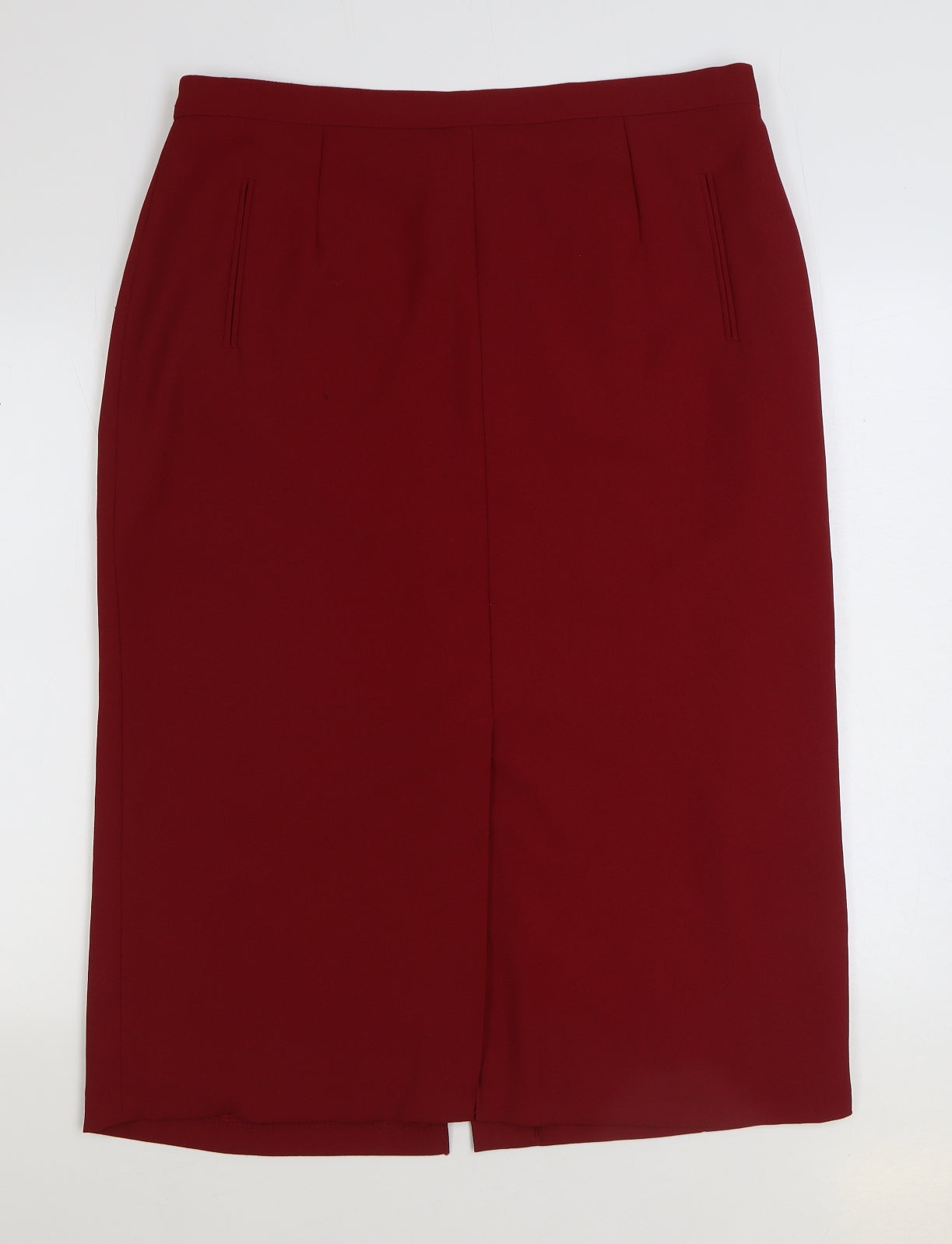 Preworn Womens Red Polyester Straight & Pencil Skirt Size 20 Zip