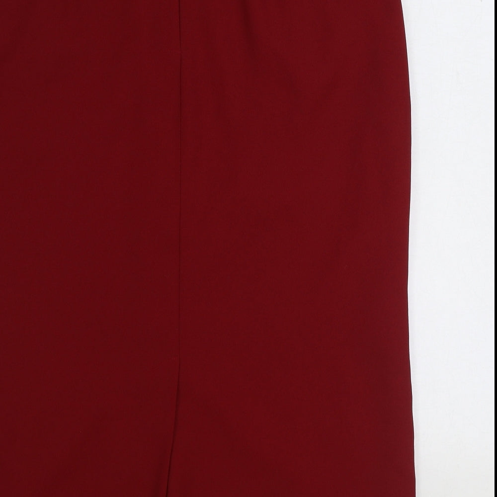 Preworn Womens Red Polyester Straight & Pencil Skirt Size 20 Zip