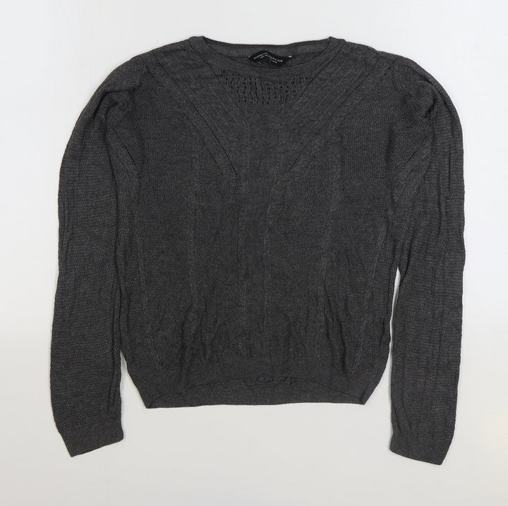 Dorothy Perkins Womens Grey Acrylic Basic T-Shirt Size 6 Round Neck