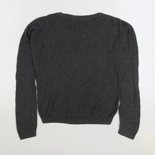 Dorothy Perkins Womens Grey Acrylic Basic T-Shirt Size 6 Round Neck