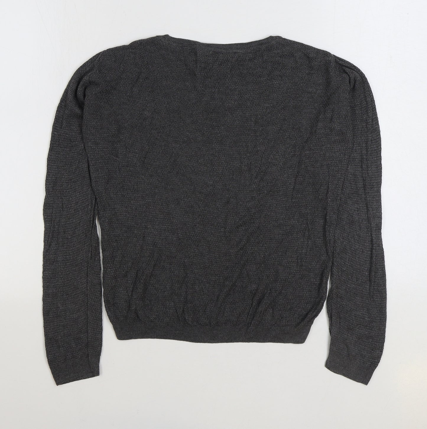 Dorothy Perkins Womens Grey Acrylic Basic T-Shirt Size 6 Round Neck